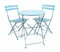 Bubble-Store 3tlg. Bistrogarnitur Metall, Klapptisch Ø 60 cm 2X Klappstühle, Retro-Design, für innen und außen (Blau)