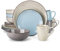 vancasso Tafelservice Set, Navia Geschirrset aus Steingut, 16 teilig Kombiservice, Vintage Aussehen, Natur Design