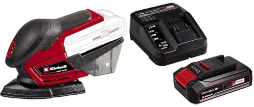 Einhell Lijadora múltiple a batería - TE-OS 18/150 Li Power X-Change, 24.000 r.p.m., caja colectora de polvo, adaptador de aspiración de polvo, incluye 1 batería de 2.5Ah y cargador individual