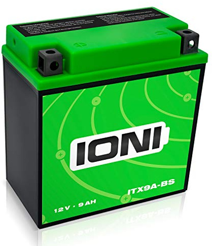 IONI ITX9A-BS / IB9-B 12V 9Ah AGM Compatible avec YB9-B / YTX9A-BS Batterie de Moto scellée/sans Entretien
