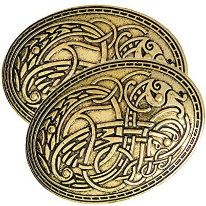 LOVIVER 2X Mittelalterliche Wikinger Symbol Brosche Ovale Schal Pullover Pin