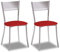 2 Sillas metálicas con respaldo de escalera y asiento tapizado - Estructura color aluminio - Asiento en Polipiel rojo