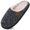ONCAI Pantofole da Uomo Invernali strisce, Comoda Memory Foam Calde Scarpe da Casa in Lana Con Suola Antiscivolo Peluche Nero Taglia 47