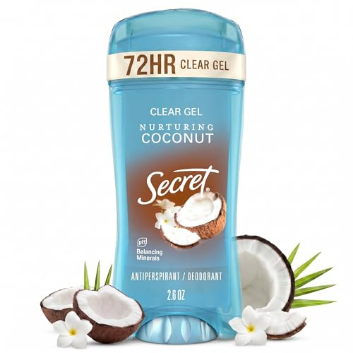 Secret Fresh Antiperspirant Deodorant for Women, 72hr Breathable Sweat & Odor Protection, Instant Freshness & Gentle, PH Balancing Minerals, Clear Gel, Nurturing Coconut Scent, 2.6 oz