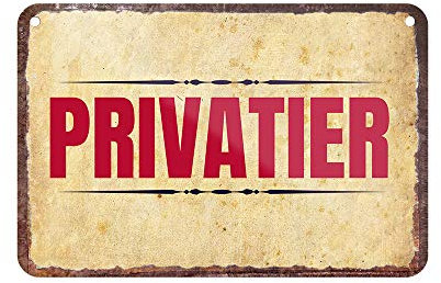 Blechschild Privatier - witziges Retro Deko Metallschild mit Kordel und Saugnapf - lustiges Geschenk Rentner Pensionär Ruheständler Privater - Dekoration Hauseingang Haustür Zimmertür - 18x12cm