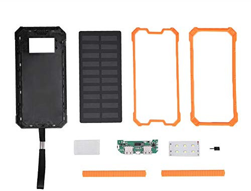 Solar Power Bank Box, 20000mAh tragbares Schnellladegerät Mobile Power Bank Case DIY-Kit mit Zwei USB-Anschlüssen, Mobile Battery Box für Sportreisen im Freien(Orange)
