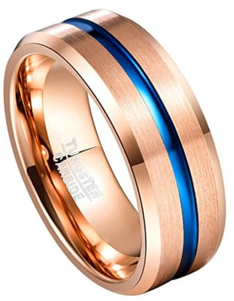 Corato 8mm Roségold Wolframcarbid Hochzeit Ring mit Blaue Nut Hochzeit Verloung Ring für Herren Damen Größe 60(19.1)