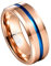 Corato Bague de Mariage pour Homme en Or Rose avec Rainure 8mm Bague en Carbure de Tungstène Bleu pour Lui sa Hautement Polie Taille 59