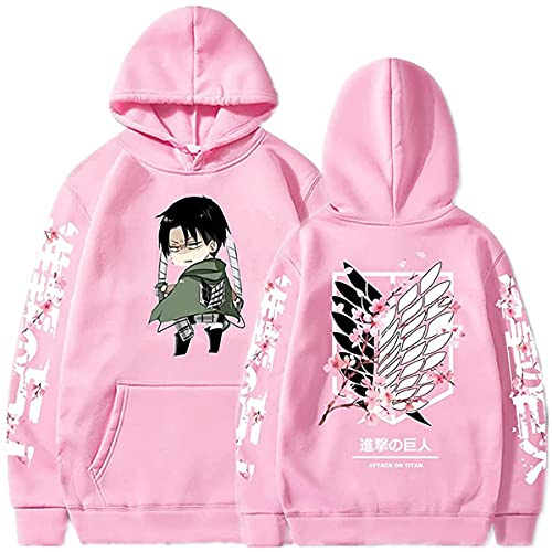 Sybnwnwm Sweat à capuche Attack on Titan Levi Ackerman Pull Ailes de la Liberté Impression 3D Manches longues Sweat à capuche Hoodies