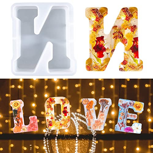 Stampo per lettere grandi per resina, Stampo in resina epossidica alfabeto, Stampo per lettere in silicone 3D, Stampo per torta con lettera da A a Z, Stampo per decorazione per feste di compleanno (N)
