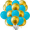 Luftballons, 25,4 cm, 2 Farbkombinationen, Türkis- und Chromgold, für Geburtstag, Festival, Hochzeit, Verlobung, Party, Dekoration, 30 Stück