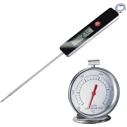 Westmark Set, 2tlg.: 1 Einstichthermometer (0°C bis +200°C) + 1 Ofenthermometer (+50°C bis +300°C), Rostfreier Edelstahl/Kunststoff, Silber/Weiß/Rot/Schwarz, 127822E6