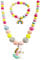 Mädchen Einhorn Halsketten Regenbogen Armband Set, 2 Stücke bunte Perlen Halskette Armband, süßes Schmuckset für Mädchen und Kinder