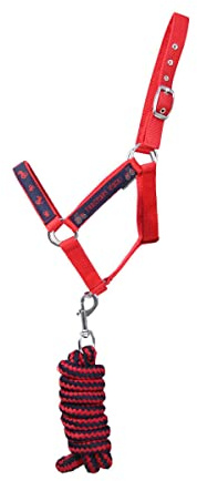 Hy Tractor Rock Horse Headcollar and Leadrope (Pony) (Navy/Red)