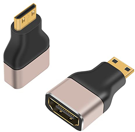 Duttek 8K Mini HDMI to HDMI Adapter (2-Pack),Mini Male HDMI to female HDMI Adapter support 8K@60Hz,4K@120Hz,1080P, 3D, ARC,HDR, for Projector, Monitor,TV