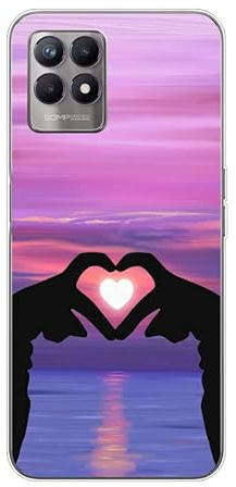 KARTXITAI Hülle Kompatibel mit realme 8i, Stoßfeste Schutzhülle mit Weiche Silikon Bumper Case Handyhülle Anti-Kratzt Transparent Rückseite - Himmel,Sonnenuntergang,Liebhaber