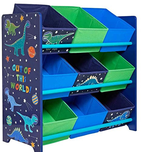 Kids Dinosaur 9 Tub Storage 3 Tier Toys Storage Container Boxes Organiser Glow in the Dark