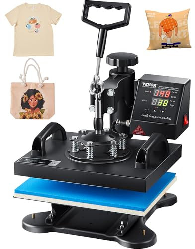 VEVOR Heat Press, 30 x 25 cm Heat Press Machine, Clamshell Sublimation Transfer Printer, Fast Heat, Precise Digital Temperature Control, Vinyl Heating Press for T-Shirts, Bags, Clothing