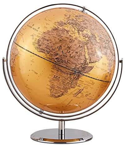 HRTC globus Klassische, Elegante Weltkugel, Desktop-Globus, Gold, Ozean, stehend, um 720 ° drehbar, 30,5 cm Durchmesser, Bürodekorationsglobus Praktisches Lehrbuch