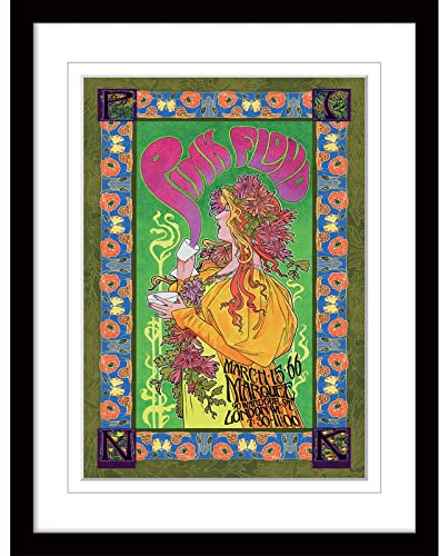 Pyramid International Pink Floyd Poster, gerahmt, Konzert-Poster, Sammler-Edition ('66 Gig White Border Design), 30 x 40 cm