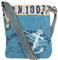 Sunsa Damen Umhängetasche. kleine Leinwand/Canvas Tasche. Vegan Damentasche. Blaue Crossbody Bag in Maritim/Anker Vintage Stil