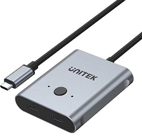 Unitek Switch bidirezionale USB-C 4K | D1078A | Supporto per risoluzione 4K @144Hz | USB 10 Gbps | Power Delivery 100W | Lunghezza cavo 1M | Sdoppiatore video