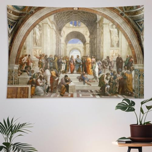 INVIN ART Tapisserie, Wandbehang, Kunst, Heimdekoration, The School of Athens von Raphael, Kunstdruck, Gemälde für Wohnzimmer, Schlafzimmer, Badezimmer, Wohnheim