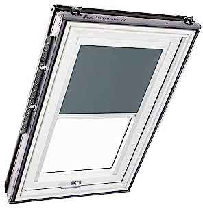 Original Roto Verdunkelungsrollo ZRV - Nahezu vollständige Verdunkelung - Führungsschiene Weiß - Dachfenster Baureihe Designo R6/R8, i8 und Classic 64/84 - Größe 114/140 | 11/14 - Farbe Dunkelgrau