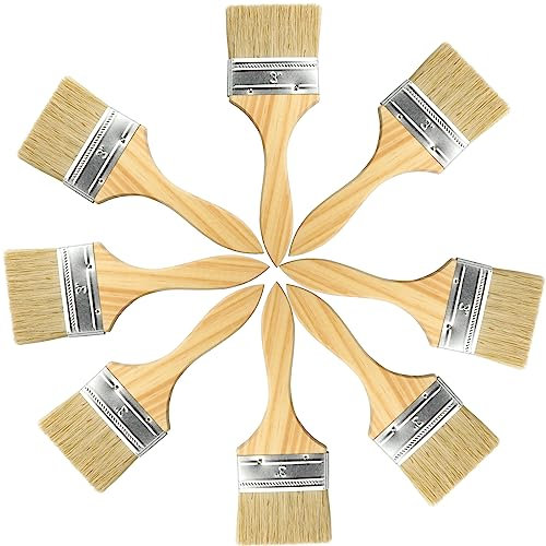Roellgs paint brushes, 8pcs 3 inch flat paint brushes for walls, ceilings, wood, metal, glue and home DIY