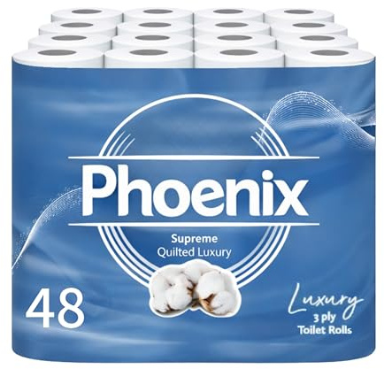 48 Roll Phoenix Soft Supreme Luxury Quilted 3 Ply Non-Fragranced Toilet Rolls