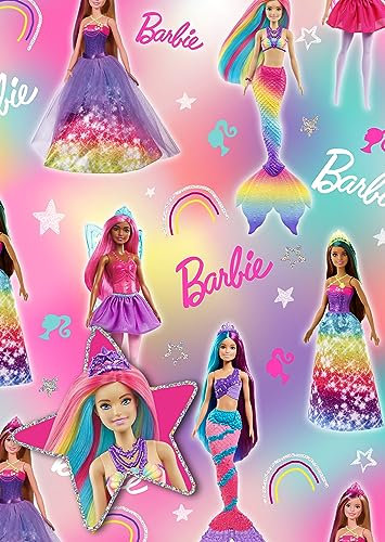 Papier cadeau et étiquettes Barbie