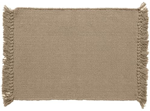 2 Platzsets mit Fransen, 33 x 46 cm, Pappeete, Beige / Camel