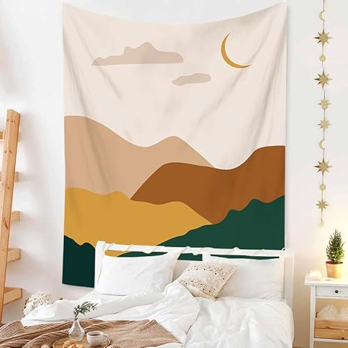 Gambo Wandteppich Peak Moon Brown Mandala Wandteppich Baumwollleinen Boho Böhmischer Wandbehang Für Wald Für Schlafzimmer Wandtücher Landschaft Tuch Für Die Wand In Home Living Room Decoration