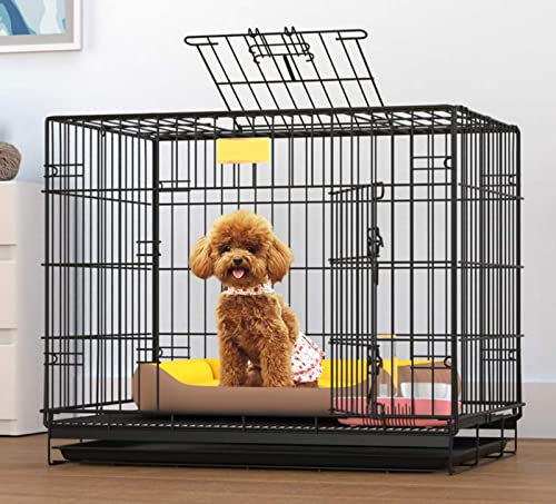 Kleintierkäfig mit Katzentoilette, Haustier-Laufstall für Kleintiere, Käfig ideal für Hunde, Meerschweinchen, Frettchen/Schwarz/L-85 * 60 * 70 cm