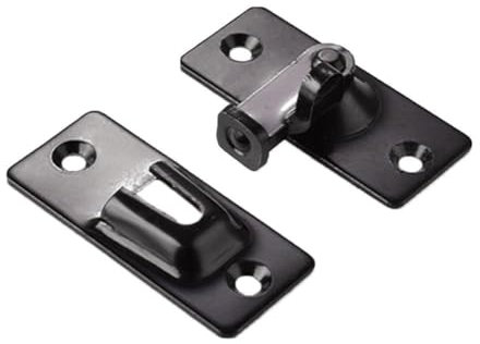 Verrou à 90 degrés en acier inoxydable avec crochet de fenêtre pour placard de fenêtre - Verrou coulissant à droite - Serrures de porte intérieures pour camping-car - Portes noires - Loquets en métal