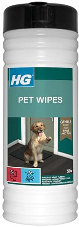 HG Pet Wipes, Wet Wipes for Dogs, Animal & Pet Safe Cleaner, Alcohol Free, Strong & Soft Pet Cleaning Wipes for Paws, Coats, Ears & Eyes - 50 Wipes