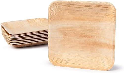 BOX And Tree| 100pièces Vaisselle Jetable Biodégradable en Feuille de Palmier 15x15cm|Assiettes Jetable Biodégradable Compostable Assiette Idéale Dessert, Salad,