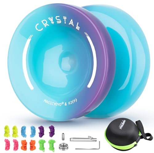 INOVASHON Responsive Yoyo für Kinder und Erwachsene - Dual Purpose Crystal K2 in Blau Lila + Extra Unresponsive Lager + 12 Saiten + Case