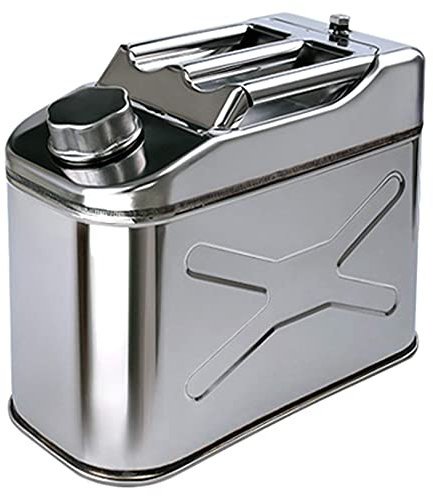 DLAZUM Bidon d'essence en acier inoxydable, bidon d'essence anti-déversement de grande capacité pour essence, diesel et huile - Réservoir d'essence/récipient de carburant portable (10 L)