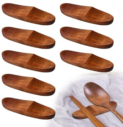 DECARETA 8 Soportes para Palillos de Madera Palillos Descansa Soporte para Palillos de Sushi Soporte para Cubiertos de Mesa de Madera Soporte para Palillos Japoneses/Chinos 8,6*2,7*1cm (Marrón)