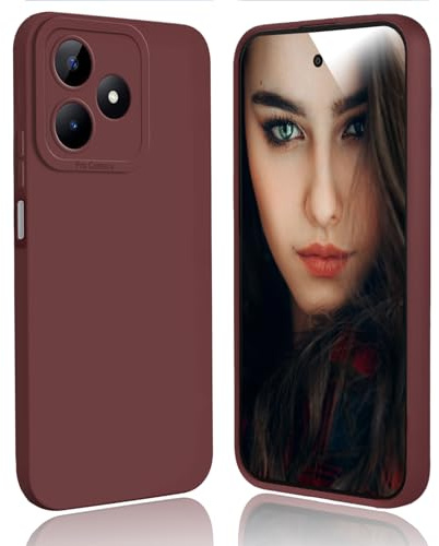 DESSEN Funda para Realme C51 / Realme Note 50 / Realme C53 Capa - Silicona Carcasa Antigolpes Protector Camara Móvil Case Cover Suave Delgada Bumper Anti-Huellas, Rojo Vino
