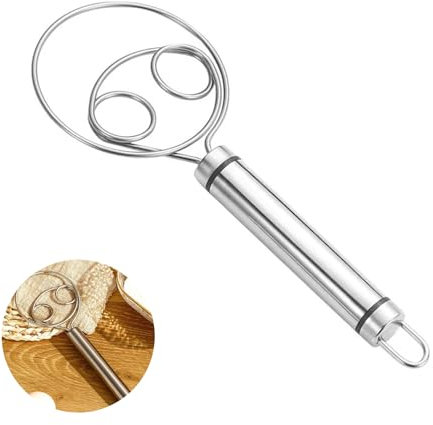 Dänischer Schneebesen Original, Teigbesen 13 Zoll, Edelstahl Griff Brotmixer, Halbautomatischer Schneebesen, Holländischer Schneebesen, Edelstahl Bread Schneebesen für Teig (Upgraded)