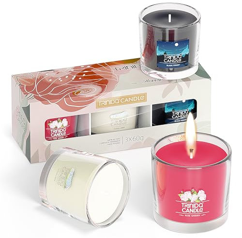 TRINIDa Candles Gifts for Women, 3 Birthday Votive Candle Gift Set 45Hrs, Scented Candles Birthday Gifts for Women & Men, White, Red, Black