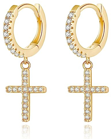 Kreuz Ohrringe Silber 925 Hoop Ohrringe für Frauen