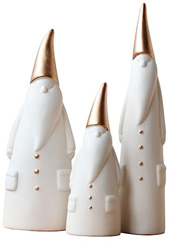 ULDIGI 3stücke Teiliges Keramik Santa Claus Deko in Gold Festliche Weihnachtsfigur Für Tisch Wohnraumdeko Dekorative Weihnachtsbaum Accessoires Weihnachtsdeko Neuheit Für Zuhause Und Büro