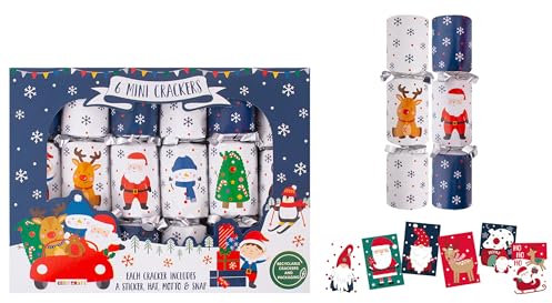 RSW International Knallbonbons für Kinder, Cartoon-Design, Blau und Weiß, Weihnachtsmann und Freunde, Familie, plastikfrei