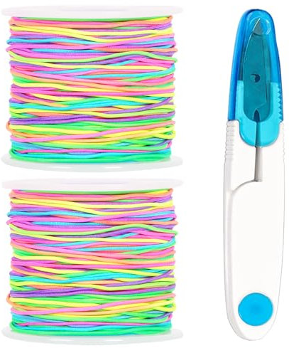 Zhtulck Gummiband für Armbänder, Elastisches Band für armbänder, Bunte Elastische Faden Rund Schnur Perlenschnur Regenbogen Geeignet für DIY Handwerk Schmuckherstellung Halskette