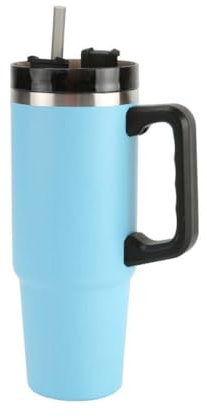 Home Universal® 890ML - Taza de Viaje con Tapa y Pajita para Coche | Taza Térmica de Café con Aislamiento de Doble Pared | Acero Inoxidable (Azul Turquesa)