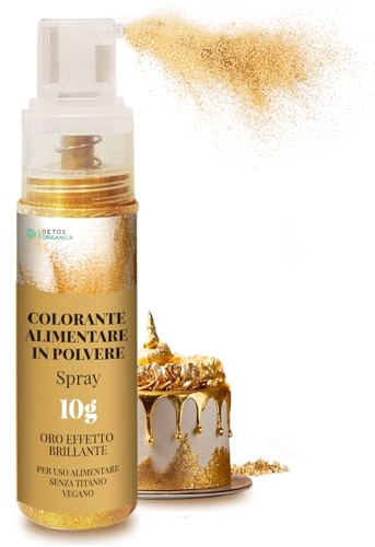 Detox Organica Colorante Alimentare Polvere ORO 10g - Glitter commestibili | Vegan - Per aggiungere un tocco di brillantezza ad ogni creazione!