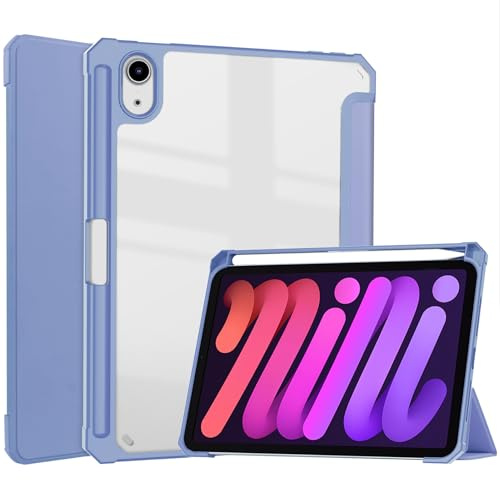 NINKI Coque pour iPad Mini 7 2024 / Mini 6 2021,Étui iPad Mini 7 avec Porte-Stylet,TPU Bumper Antichoc ipad Mini 6 Case,Protection Intégrale iPad Mini 7,Transparente Coque ipad Mini 7,Violet Lavande